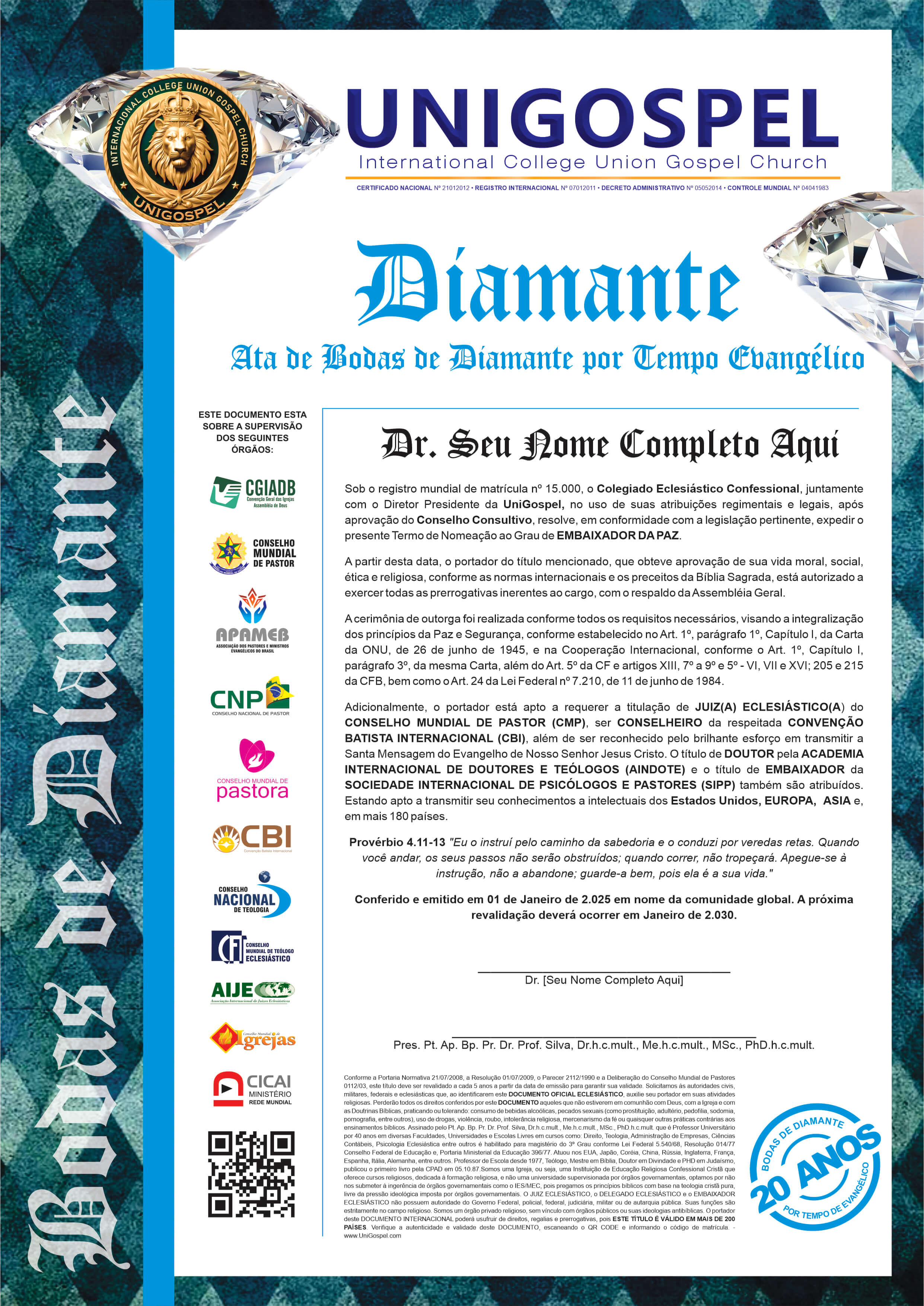 Ata de Bodas de Diamante