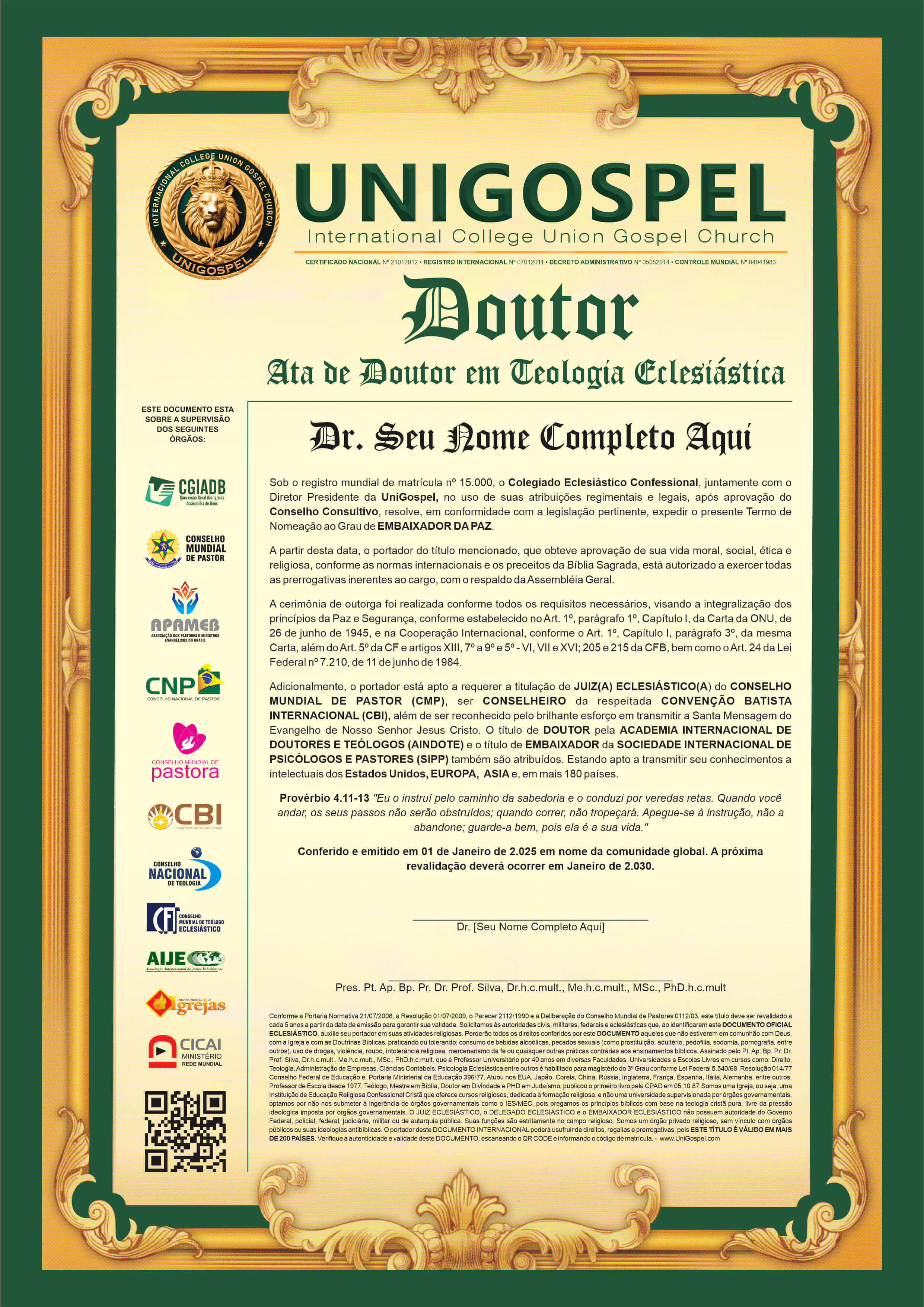 Ata de Doutor em Teologia Eclesiástica