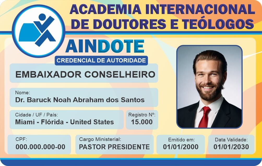 Credencial Academia Internacional de Doutores e Teólogos