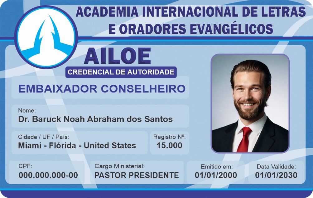 Credencial Academia Internacional de Letras e Oradores Evangélicos
