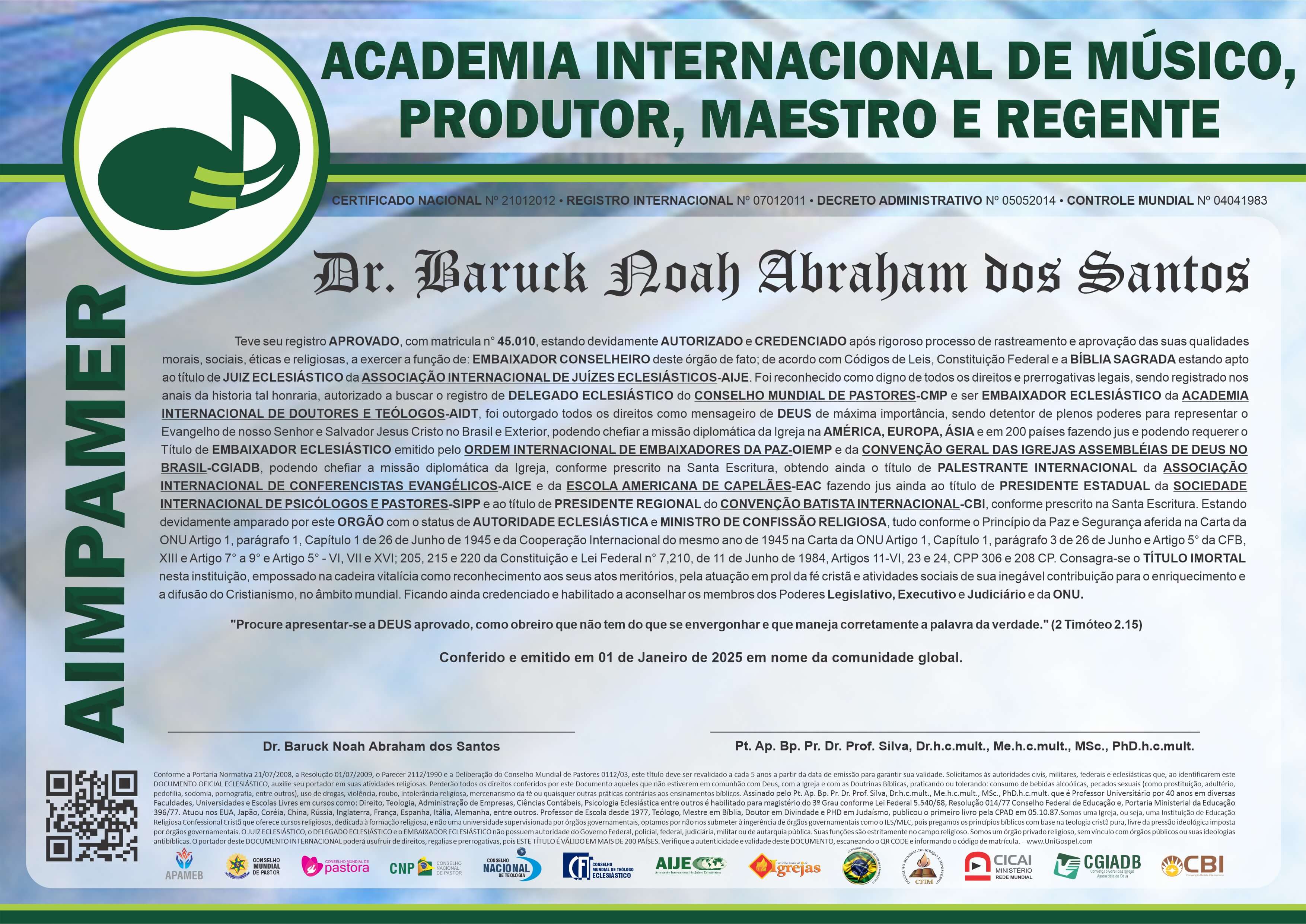 Academia Internacional de Músico, Produtor, Maestro e Regente