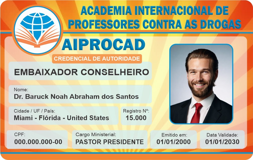 Credencial Academia Internacional de Professores contra as Drogas