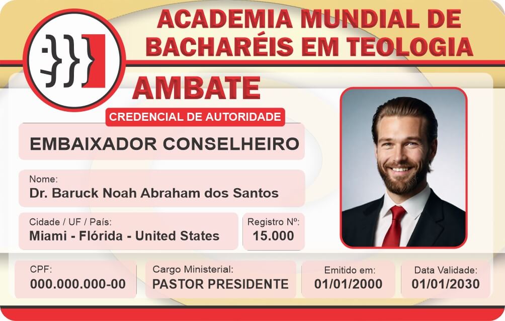 Credencial Academia Mundial de Bacharéis em Teologia