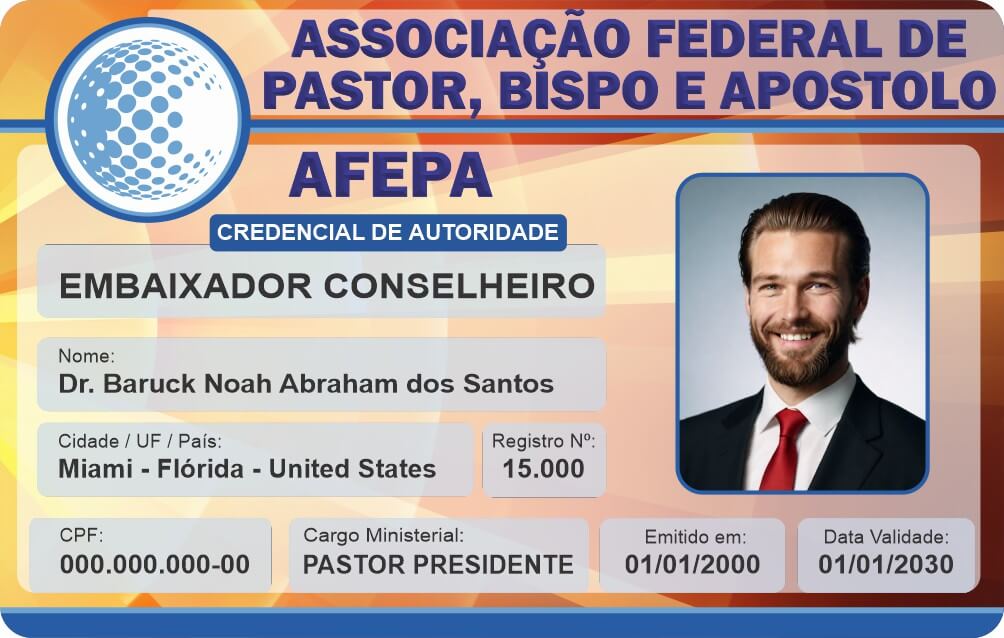 Credencial Associação Federal de Pastor, Bispo e Apóstolo