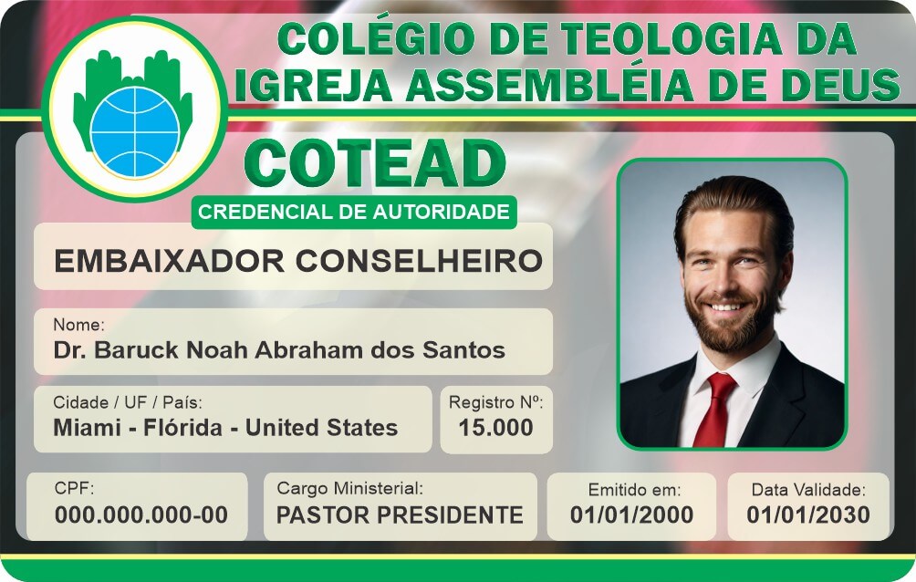 Credencial Colégio de Teologia da Igreja Assembleia de Deus