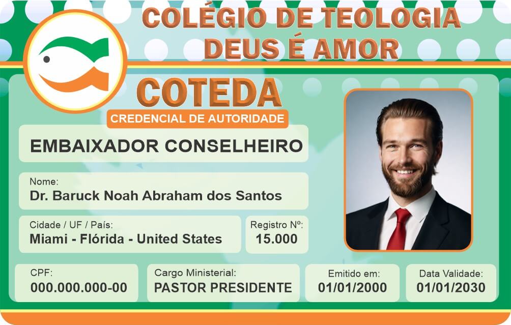 Credencial Colégio de Teologia Deus É Amor