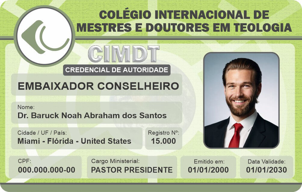 Credencial Colégio Internacional de Mestre e Doutores em Teologia