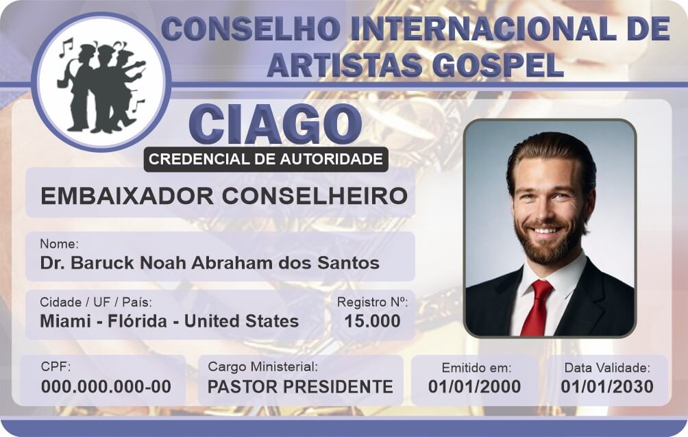 Credencial Conselho Internacional de Artistas Gospel