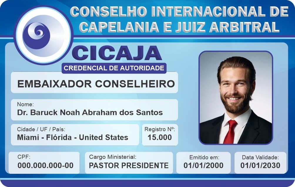 Credencial Conselho Internacional de Capelania e Juiz Arbitral