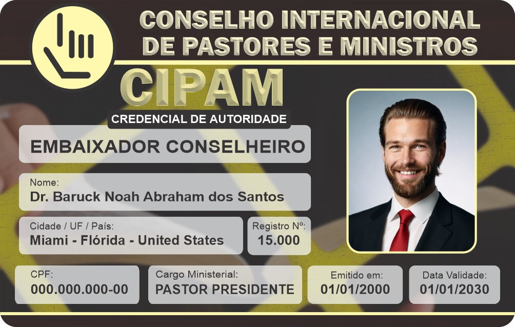 Credencial Conselho Internacional de Pastores e Ministros