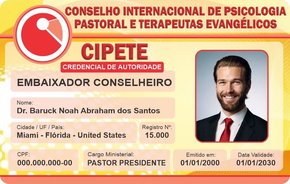 Credencial Conselho Internacional de Psicologia Pastoral e Terapeutas Evangélicos