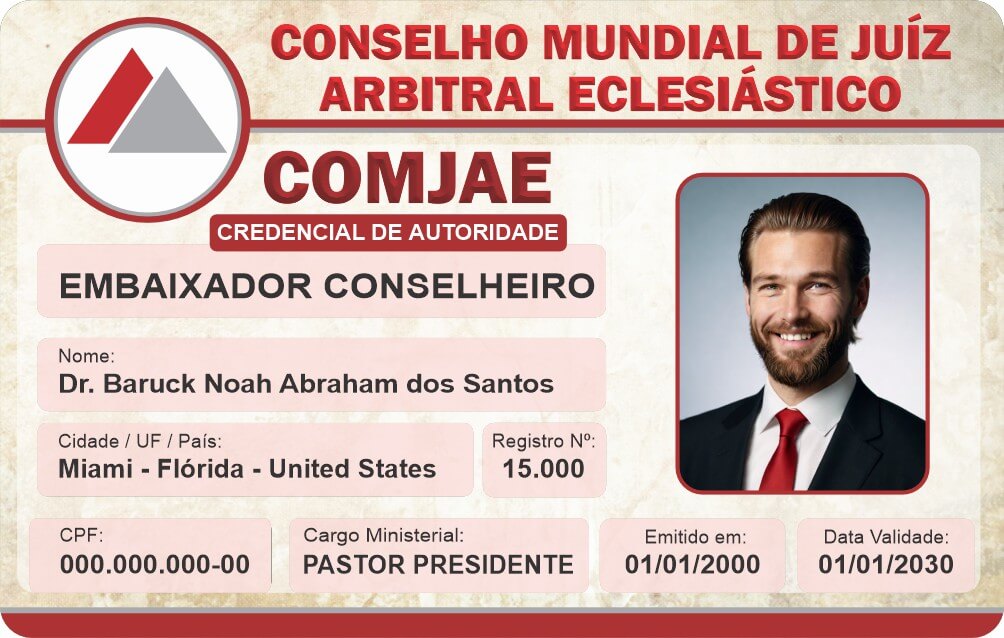 Credencial Conselho Mundial de Juiz Arbitral Eclesiástico