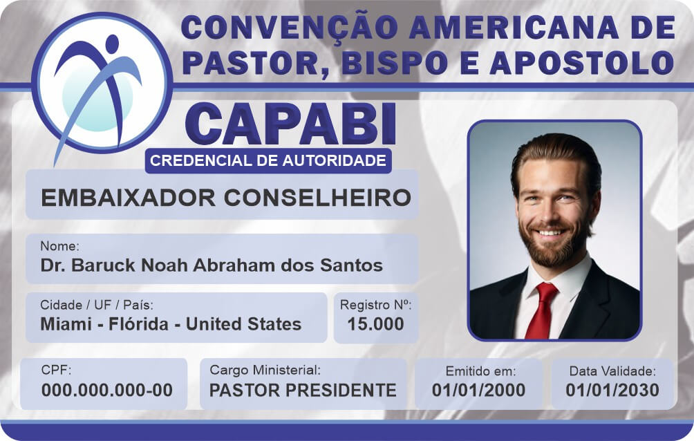 Credencial Convenção Americana de Pastor, Bispo e Apóstolo