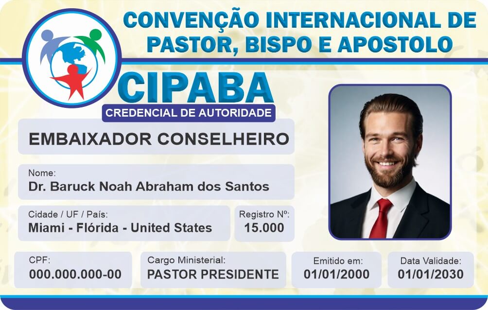 Credencial Convenção Internacional de Pastor, Bispo e Apóstolo