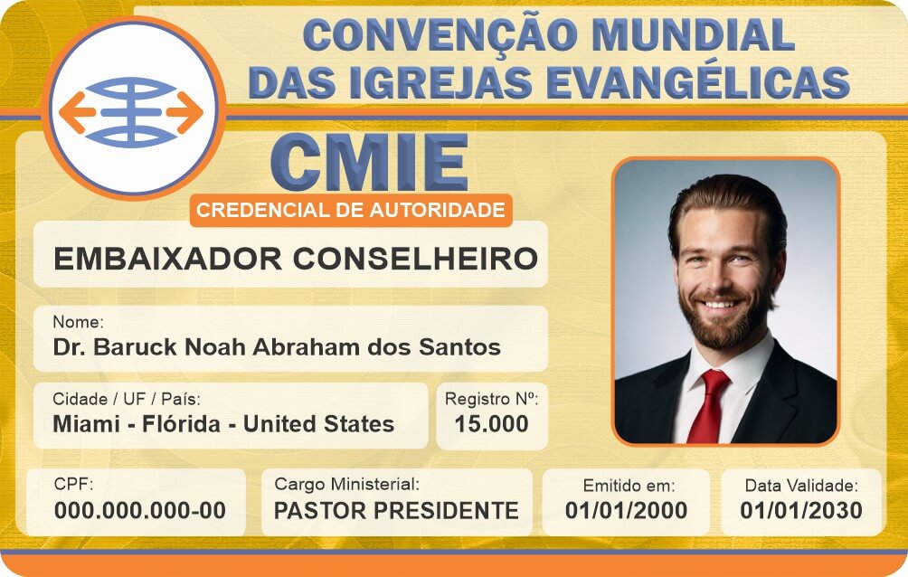 Credencial Convenção Mundial das Igrejas Evangélicas