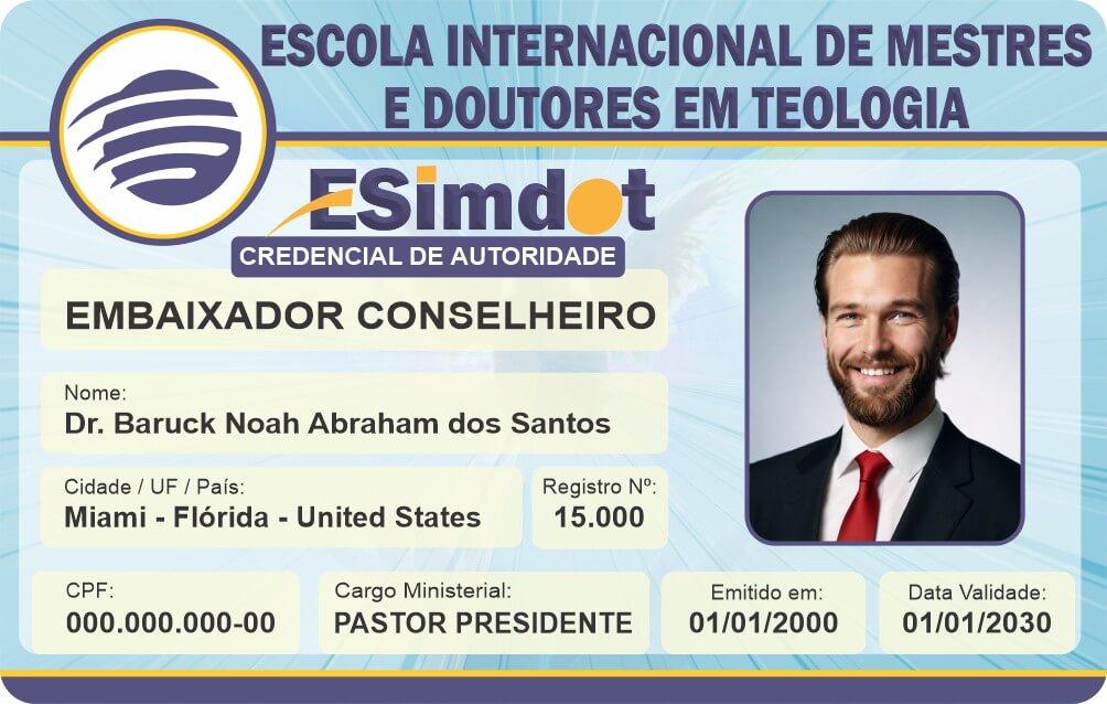 Credencial Escola Internacional de Mestres e Doutores em Teologia