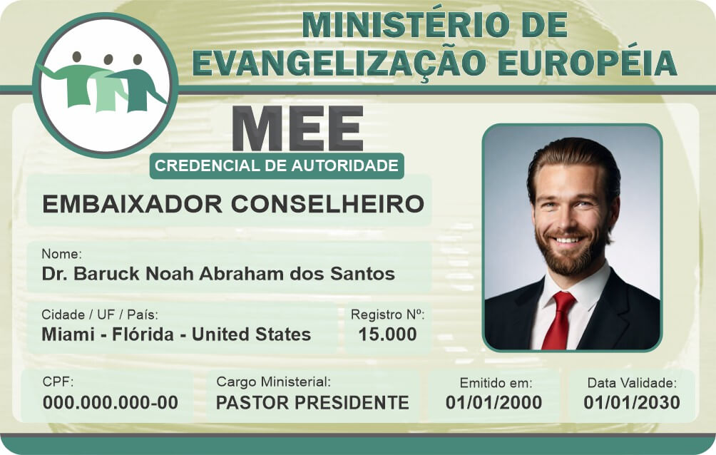 Credencial Ministério de Evangelização Européia