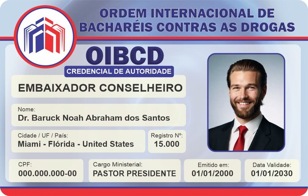 Credencial Ordem Internacional de Bacharéis contra as Drogas