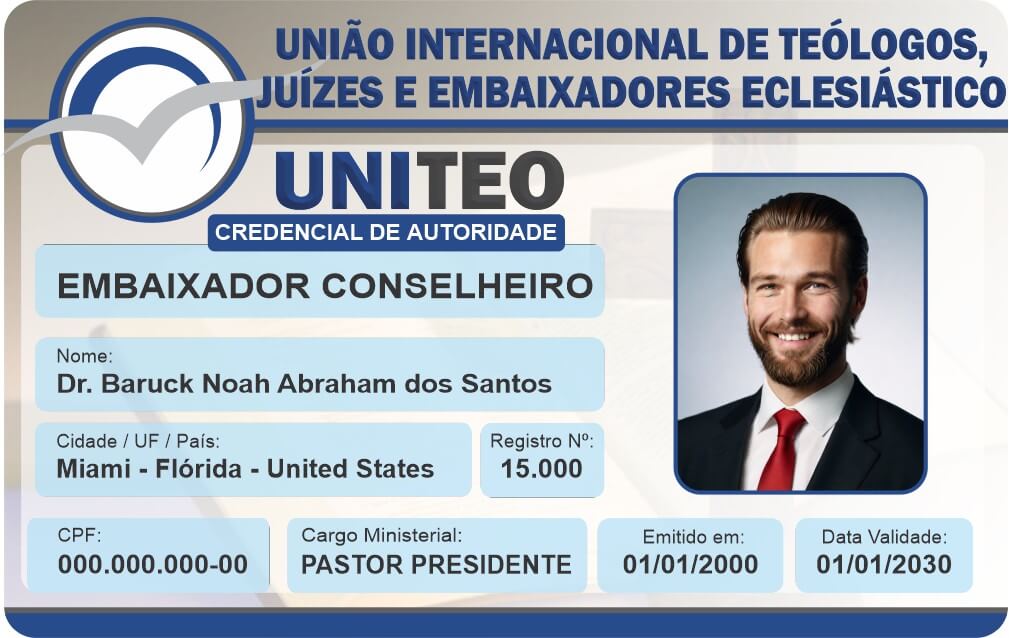 Credencial União Internacional de Teólogos, Juizes e Embaixadores Eclesiásticos